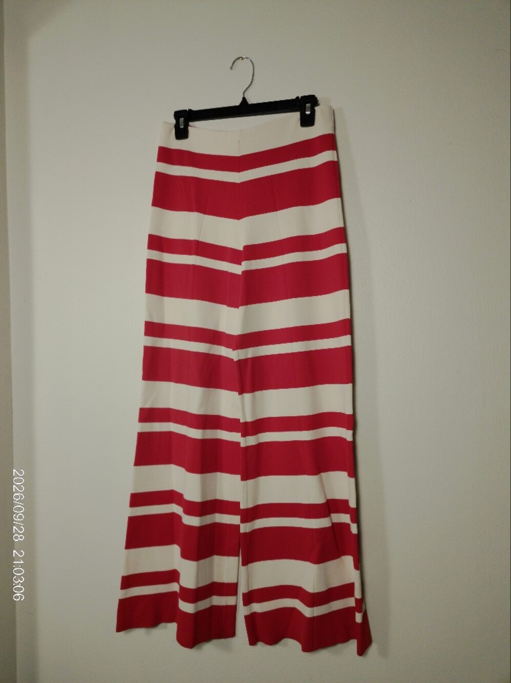 MARIA CHER Red & White Striped Wide Leg Palazzo Lounge Pants Size 8